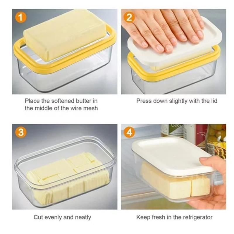 🔥HOT SALE🔥Butter Box With Lid Butter Tray & Cutting Mesh, Kitchen Airtight Storage Crisper