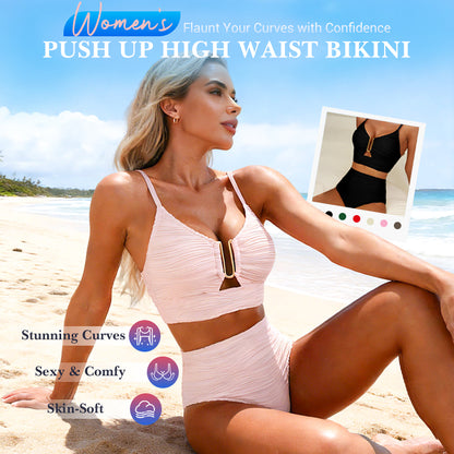 Push-Up-Bikini für Damen mit hoher Taille