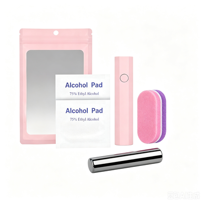 Kit d'outils pour ongles – Lampe à ongles + aimant œil de chat + mini lime éponge + ensemble de tampons de nettoyage pour ongles.