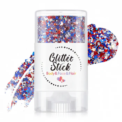 3-i-1 Patriotisk Glød😍✨Rød, Hvid &  Blå Glitter Body Stick