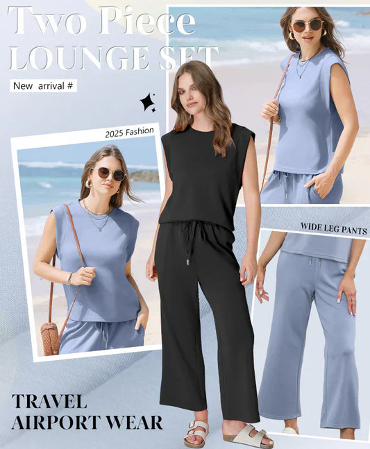 💕2025 Hot Sale 50% OFF🔥2025 New Women's  Sleeveless Top & Wide-Leg Pants 2-Piece Set