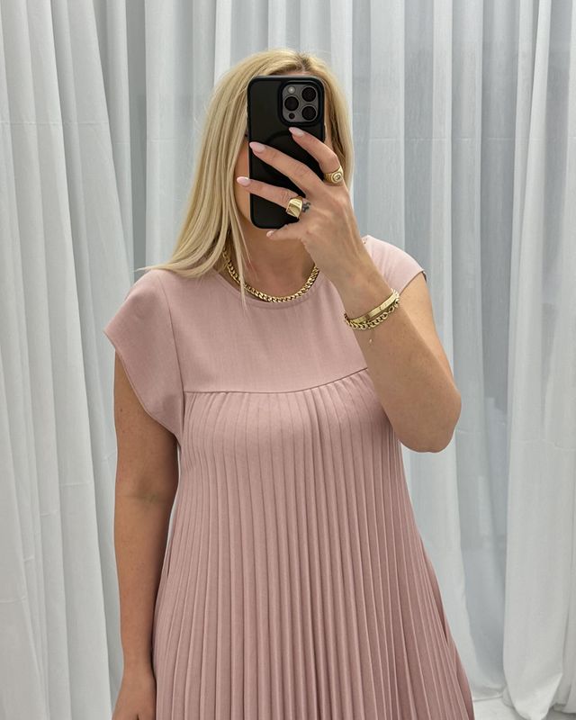 🔥VENTA CALIENTE🔥Vestido sencillo plisado sin mangas de color sólido