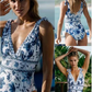 💜 LAST DAY PROMOTION - 50%OFF💜V Neck Lace Up Printed One Piece Swimsuit and Skirt