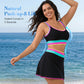 🌼👙Color Block Patchwork Nylon Sporty 3-Piece Bikini Set - High Waisted & Tummy Control Swimsuit👙🌈