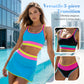 🌼Color Block Patchwork Nylon Sporty 3-Piece Bikini Set - High Waisted & Tummy Control Swimsuit👙🌈