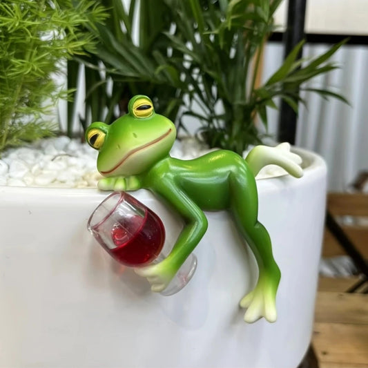 🔥Last Day Sale 50% OFF 🐸🍷 Frog Flower Pot Hanger Ornament