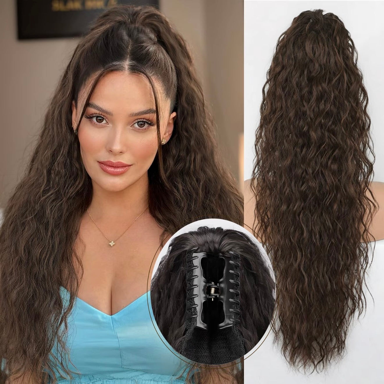 💜 LAST DAY PROMOTION - 50%OFF💜Curly Wavy Frizzy Hair Extension with Ponytail