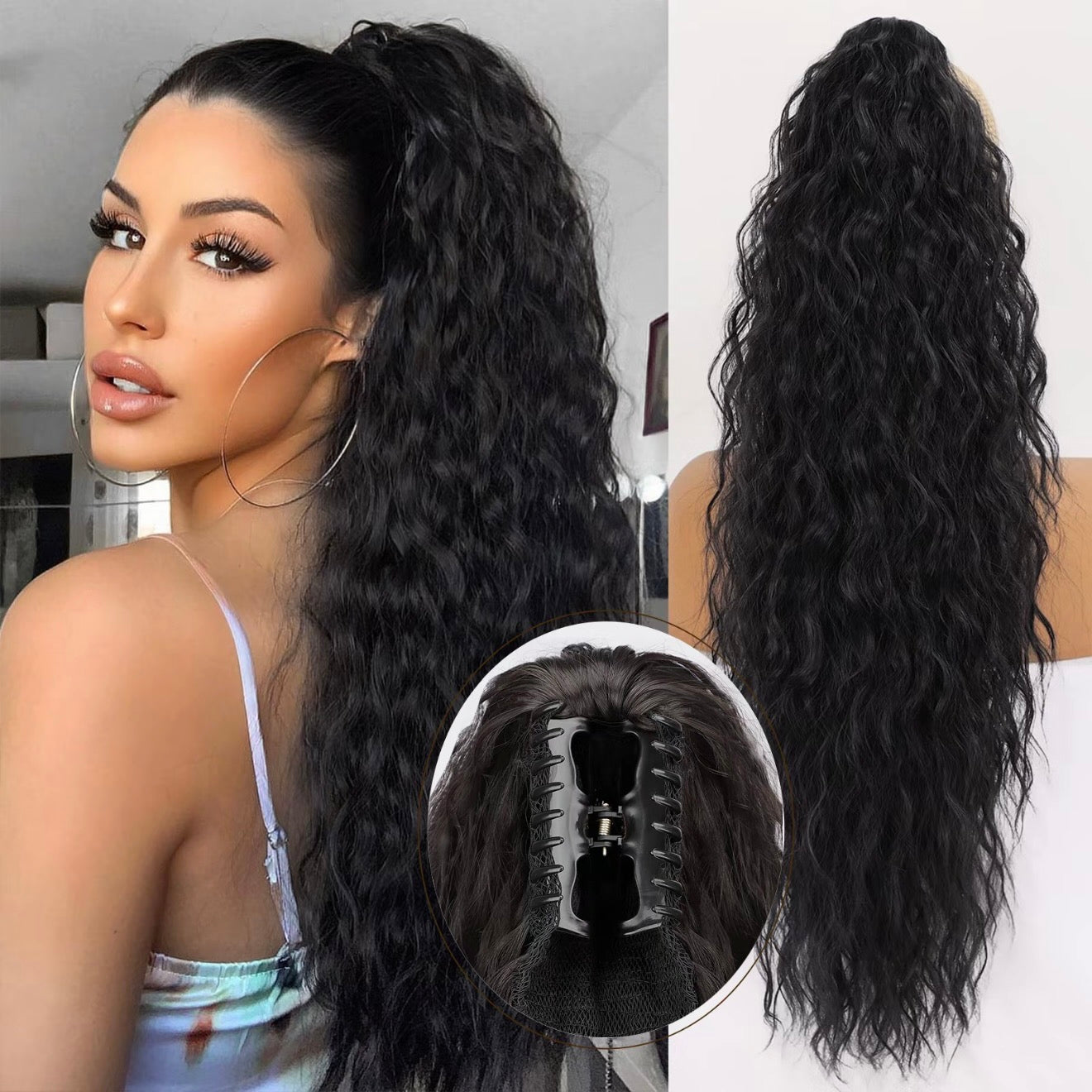 💜 LAST DAY PROMOTION - 50%OFF💜Curly Wavy Frizzy Hair Extension with Ponytail