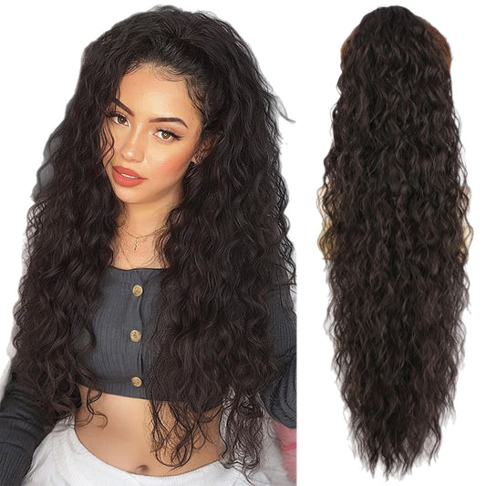 💜 LETZTER TAG DER AKTION - 50 % RABATT 💜Lockige, gewellte Frizz-Haarverlängerung mit Pferdeschwanz