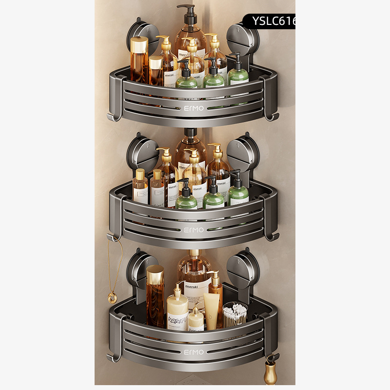 Wall Mounted Bathroom Organizer with Suction Cup