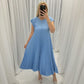 Robe de couleur unie sans manches plissée