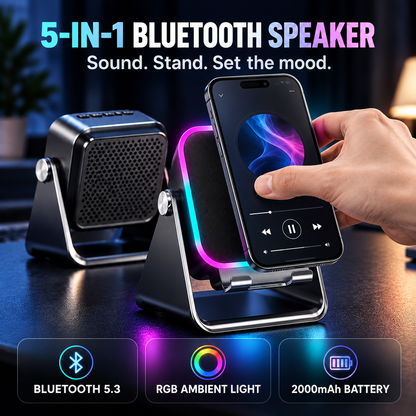 🖤 Black Friday: Limited-Time 50% OFF!🎁5-in-1 wireless Bluetooth speaker with induction function and adjustable cell phone holder