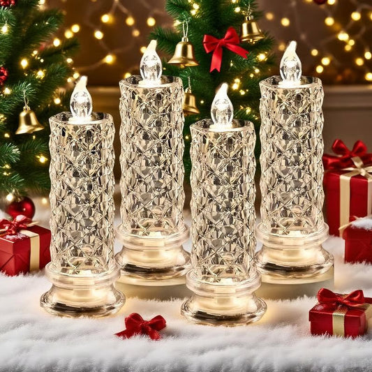 🎅Xmas Sales - 50% OFF🎄Set of 4 LED Crystal Candle Lights- Romantic Tabletop Night Lights