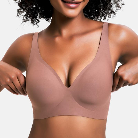 Jelly Wireless Womens Comfortable Wireless Bras Push Up Bralettes Seamless Tshirts Bras Deep V Everyday Bras