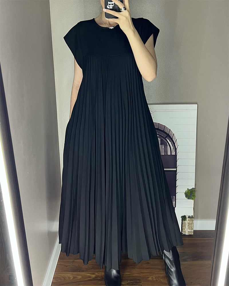 🔥🖤Black Friday Sale:50% OFF🔥Sleeveless pleated simple solid colour dress