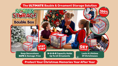 Christmas Ornament Storage Box with 64 Compartments with Interior Slats