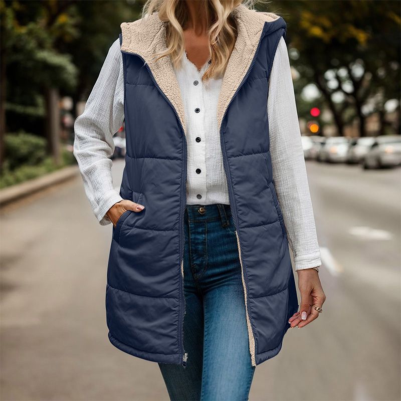 🔥50 % de descuento por tiempo limitado 🔥¡Un gran regalo! Chaqueta sin mangas reversible de otoño para mujer con forro polar sintético 