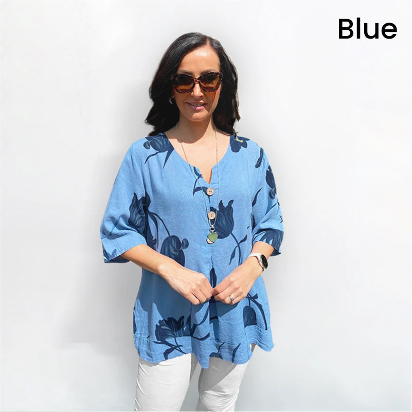 🔥Limited time 50% off🔥Women's Linen V-Neck Loose Top