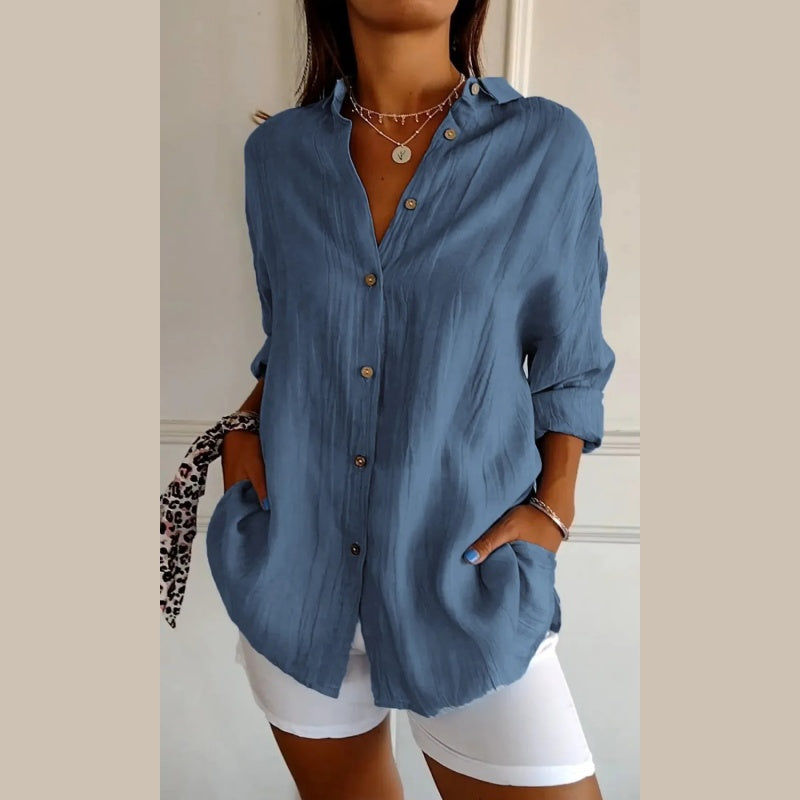 🌷Summer Sale 48% Off💝Classic Pleated Textured Single-Breasted Lapel Shirt for Women