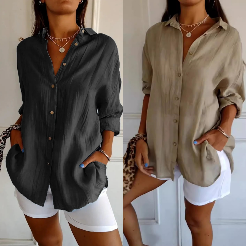 🌷Summer Sale 48% Off💝Classic Pleated Textured Single-Breasted Lapel Shirt for Women