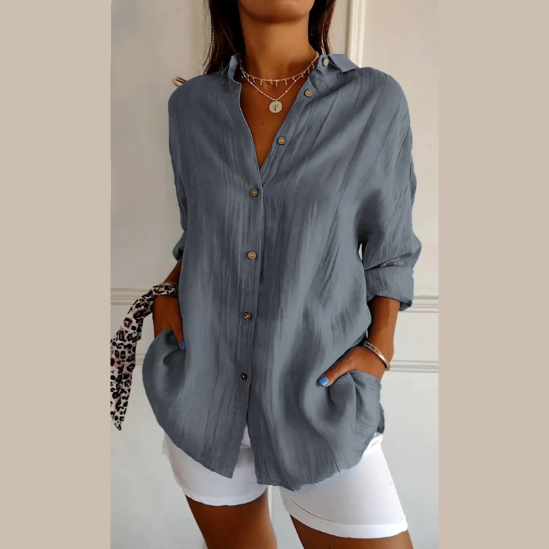 🌷Summer Sale 48% Off💝Classic Pleated Textured Single-Breasted Lapel Shirt for Women