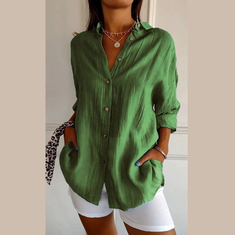 🌷Summer Sale 48% Off💝Classic Pleated Textured Single-Breasted Lapel Shirt for Women