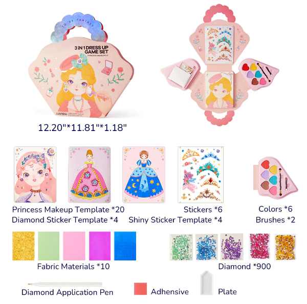 🎅Early Xmas Sales - 50% OFF🎄Fantasy 3-in-1 Princess Dress Up & Make Up Game Set💝