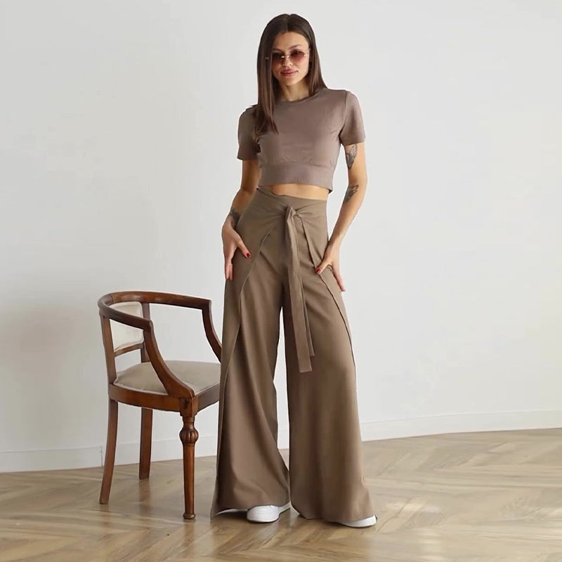 Women's Tie Knot Wide Leg Pants