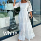 💕Vestido largo con escote cuadrado y cintura anudada con parches de moda para mujer