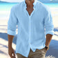 🔥50 % de descuento por tiempo limitado🔥Camisa informal de color liso con botones para hombre