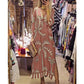 Vestido vintage con estampado de cocoteros para mujer, manga 3/4 y dobladillo dividido