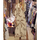 Vestido vintage con estampado de cocoteros para mujer, manga 3/4 y dobladillo dividido