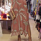 Vestido vintage con estampado de cocoteros para mujer, manga 3/4 y dobladillo dividido