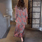 Conjunto maxi elegante de dos piezas con estampado de cachemira para mujer