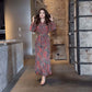 Conjunto maxi elegante de dos piezas con estampado de cachemira para mujer