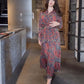 Conjunto maxi elegante de dos piezas con estampado de cachemira para mujer