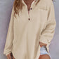 Camisa suelta de punto gofre de color liso para mujer