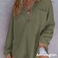 Camisa suelta de punto gofre de color liso para mujer