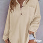 Camisa suelta de punto gofre de color liso para mujer
