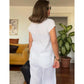 Elegante conjunto de 2 piezas: camisa de lino y algodón de manga corta y pantalones anchos