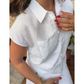 Elegante conjunto de 2 piezas: camisa de lino y algodón de manga corta y pantalones anchos