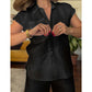 Elegante conjunto de 2 piezas: camisa de lino y algodón de manga corta y pantalones anchos