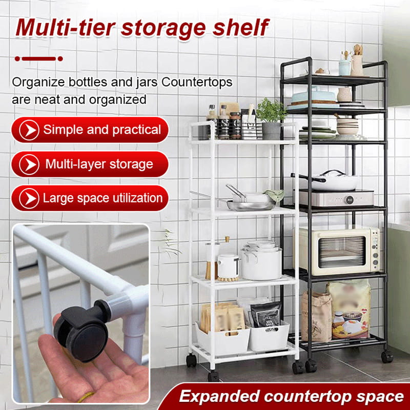 🔥Limited Time 50% OFF🔥Multi-Tier Storage Shelf with Sliding Wheels