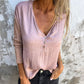 🔥50 % DE DESCUENTO POR TIEMPO LIMITADO🔥Top de manga larga con escote en V de color liso moderno para mujer