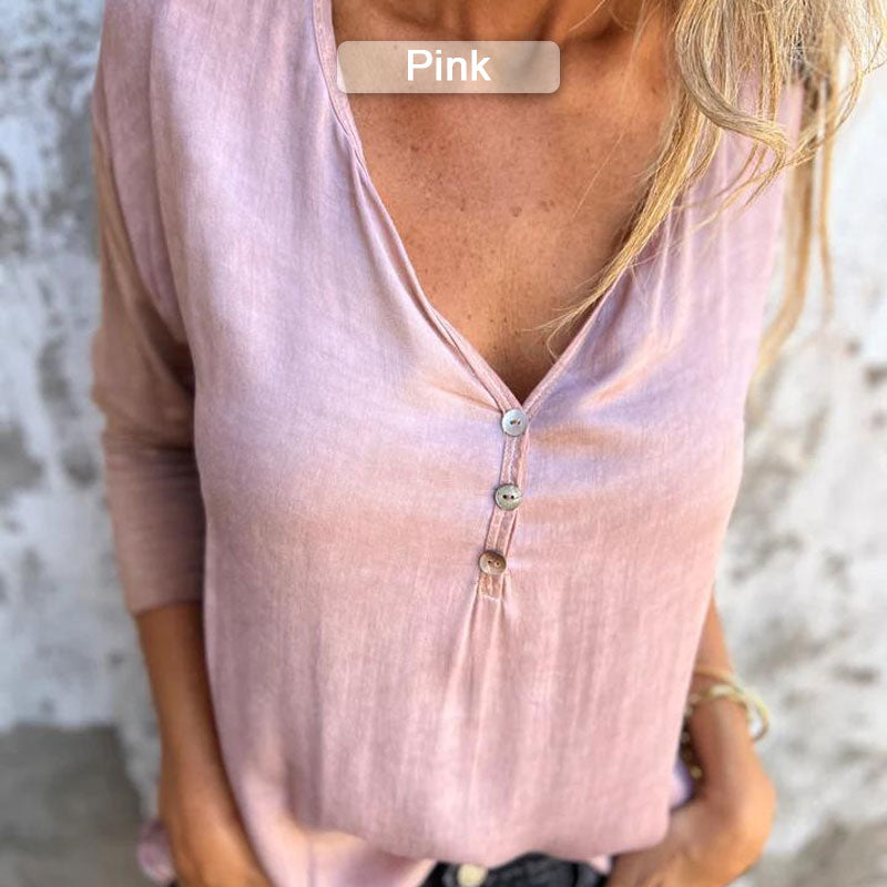 🔥Limited Time 50% OFF🔥Women’s Trendy Solid Color V Neck Long Sleeve Top