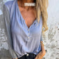 🔥50 % DE DESCUENTO POR TIEMPO LIMITADO🔥Top de manga larga con escote en V de color liso moderno para mujer