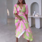 🔥Limited time 50% off🔥Elegant Color-Blocking V-Neck Waist-Cinching Dress