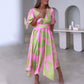 🔥Limited time 50% off🔥Elegant Color-Blocking V-Neck Waist-Cinching Dress