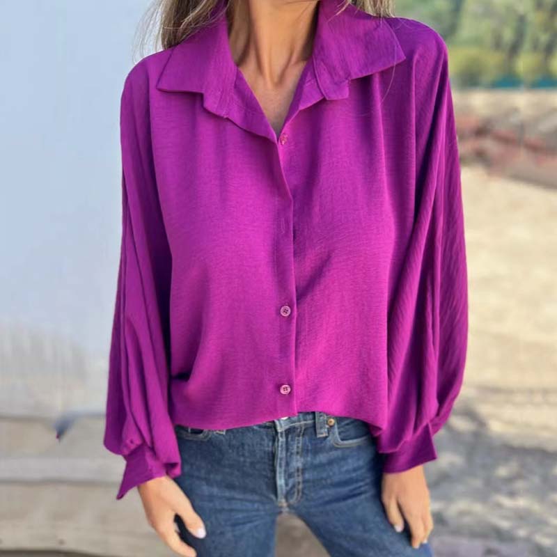 🔥HOT SALE-50% OFF💝Women's Elegant Solid Color Button-Up Shirt