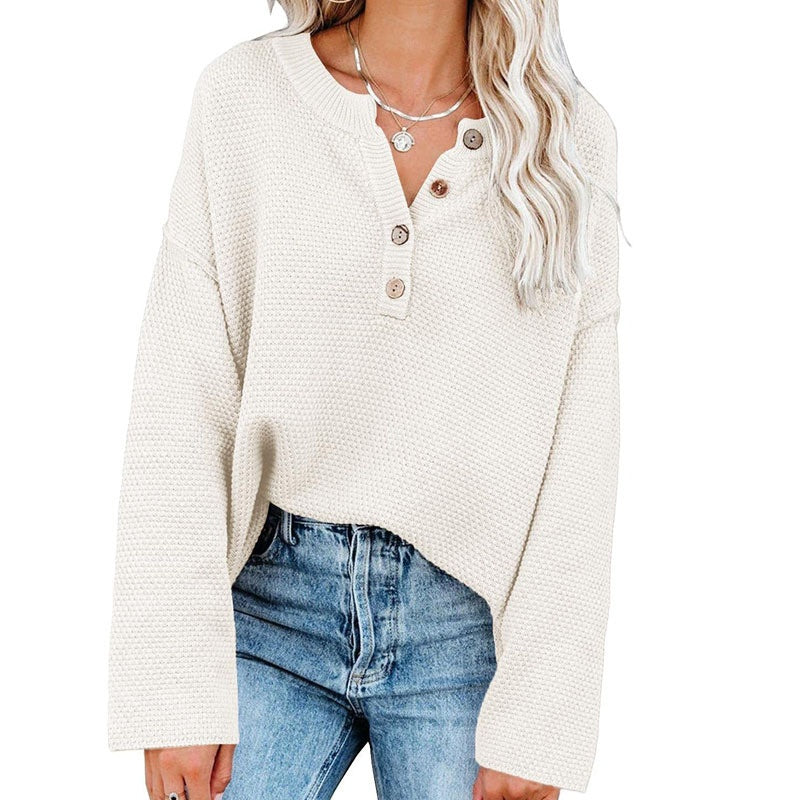 🔥Limited Time 50% OFF🔥Henley Waffle Knit Sweater